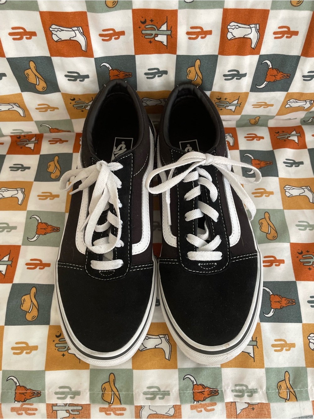 Vans Classic Old Skool Black and White Skate Sneakers - Picture 2 of 7